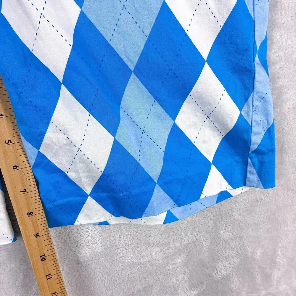 Royal and Awesome Shorts Mens 34 White Blue Argyle Preppy Golf Summer Beach